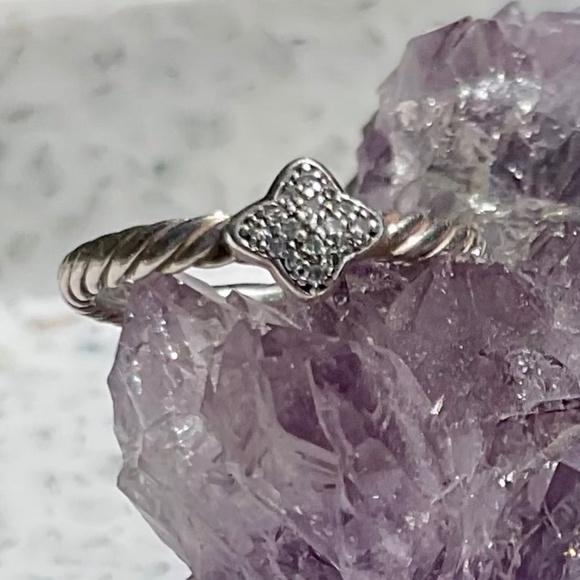 DAVID YURMAN Cable Collectibles® Quatrefoil Ring Sterling Silver Pavé Diamonds - Picture 1 of 10